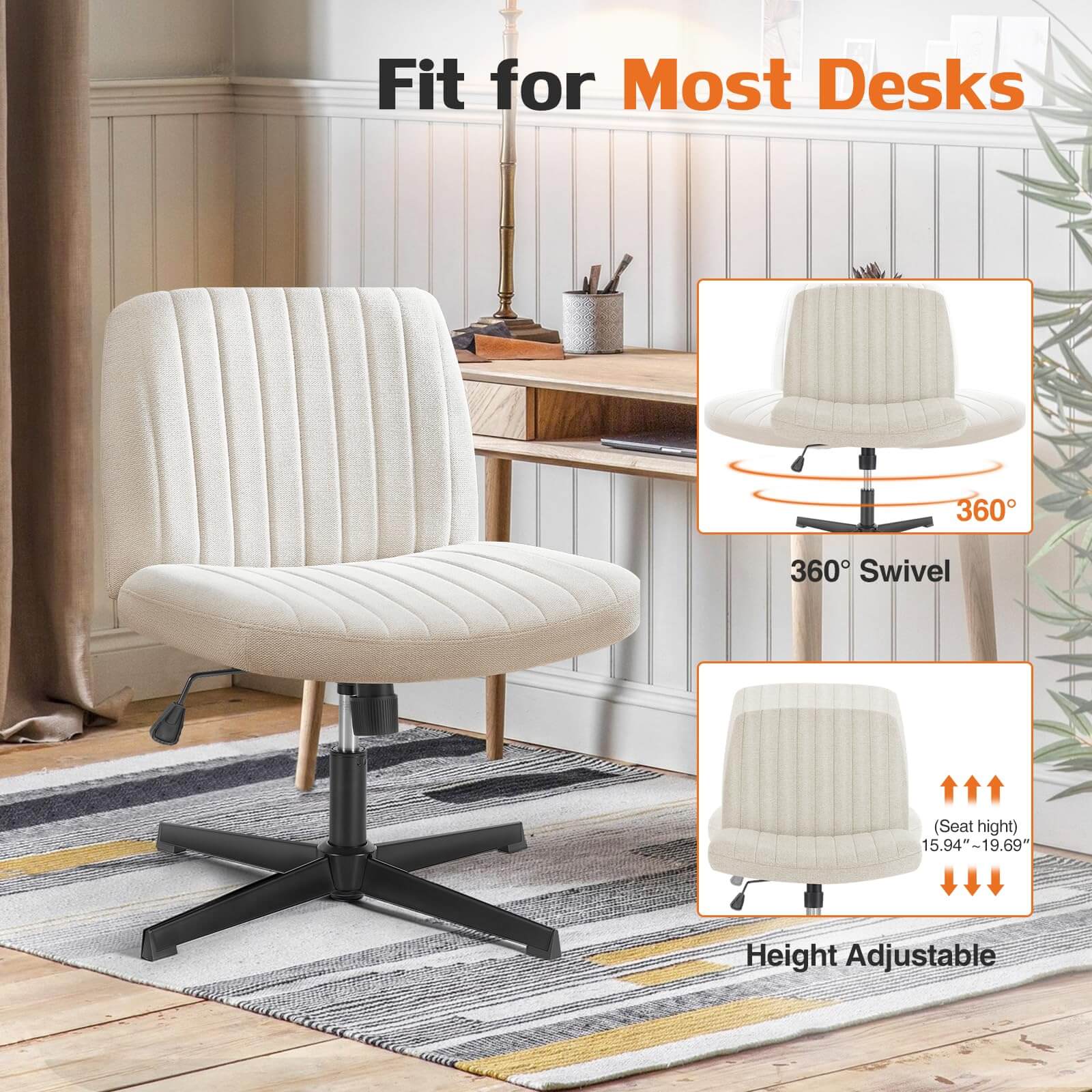 Ergonomic Swivel Office Chair with Lumbar Support, Adjustable Comfort